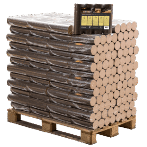Briquettes rondes en hêtre, palette de 96 paquets de 10 kg (960 kg)
